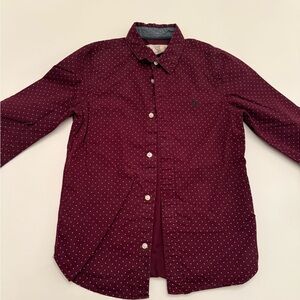 H&M Men's Maroon Polka Dot Button Down Shirt